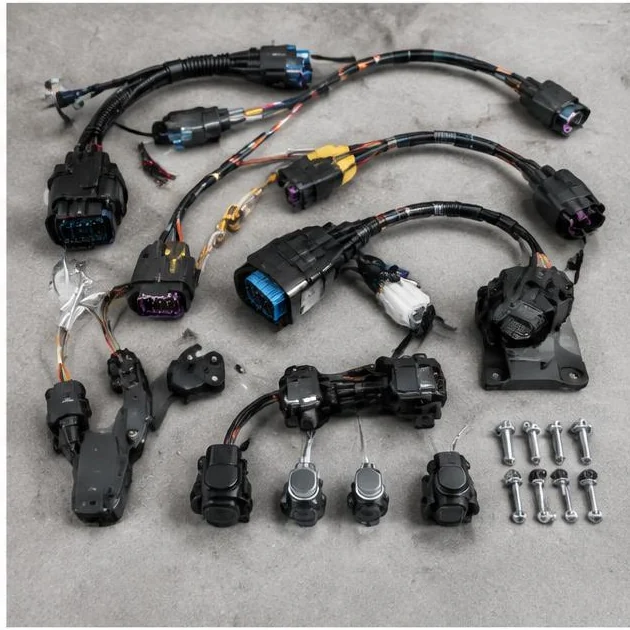 Exterior lighting connectors, wiring adapters and sensor brackets