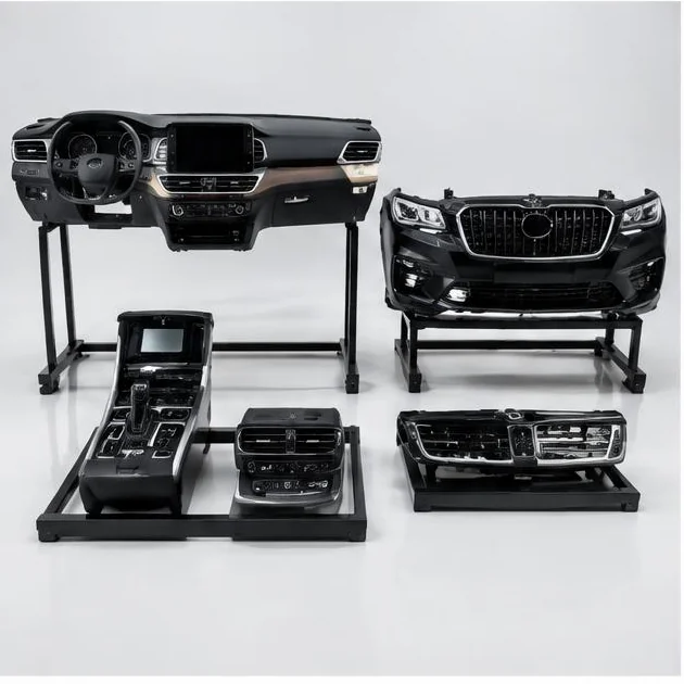 Separate interior dashboard and exterior bumper conversion component displays — illustrative