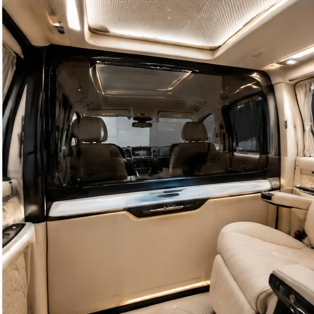 Executive cabin privacy partition with glass and indirect ceiling lighting